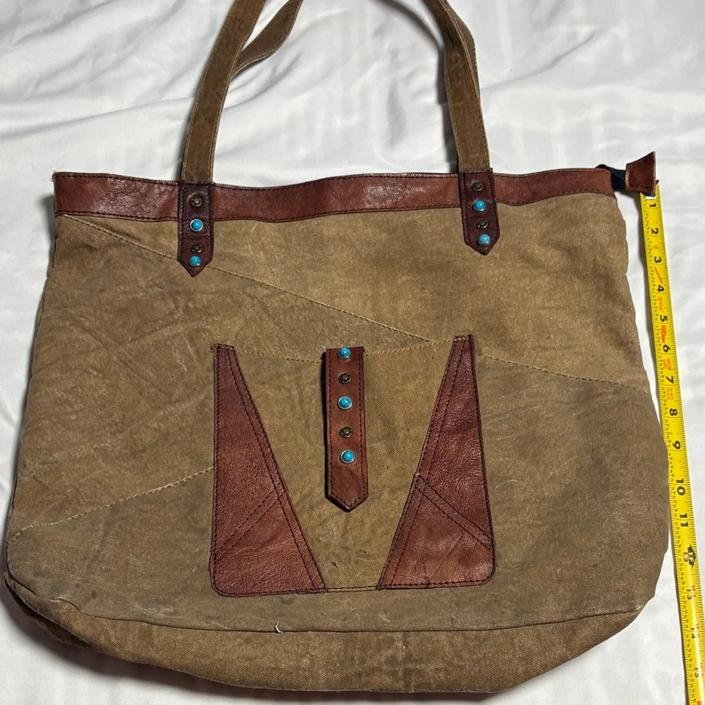 Mona B Brown and Tan Tote Bag - Picture 4 of 5